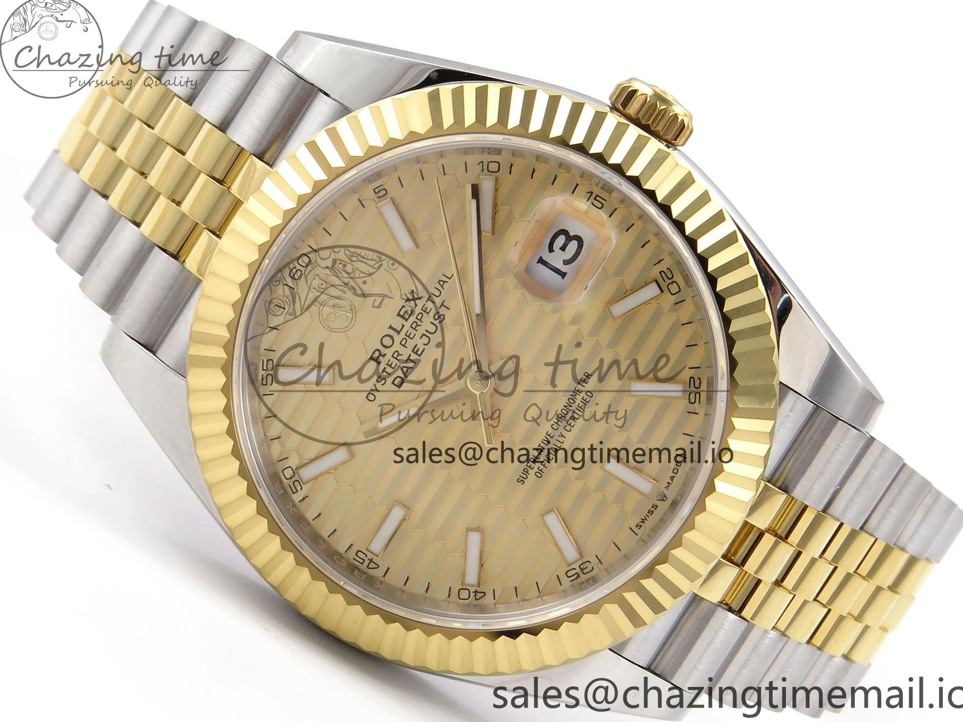 0116 DateJust 41 126333 EWEF Best Edition YG Texuted Dial on SS YG Jubilee Bracelet A Snug 992